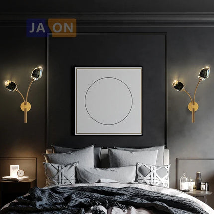 Applique murale en cuivre avec cristal et pierre décorative — LZ4X9Q
