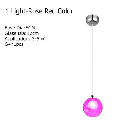 Lustre suspension en verre soufflé avec appliques LED colorées G4 — LZ4X9M