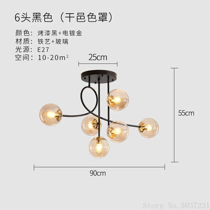 plafonnier boule de verre créatif et élégant pour intérieur