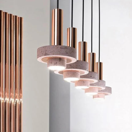 Suspension LED en aluminium avec abat-jour terrazzo pour hôtel et bar — LZ4X9P