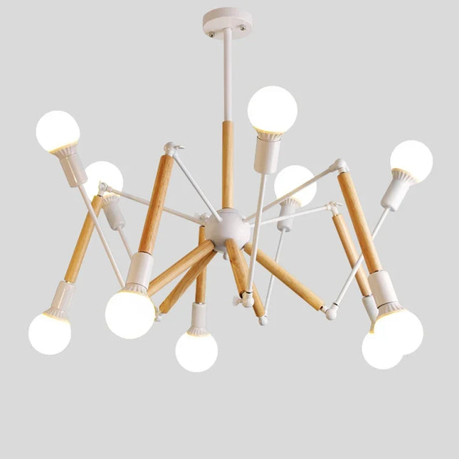 Lustre suspension en bois massif style moderne araignée créative — LZ4Q8M2