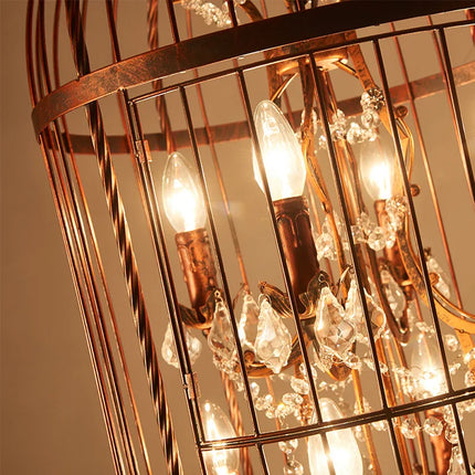Lustre suspension cage oiseau en cristal vintage pour bar et restaurant — LZ4X9M