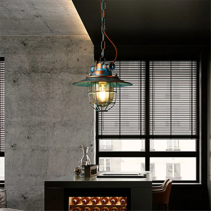 Suspension industrielle LED vintage en fer et verre antidéflagrant — LZ4X9M2