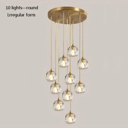 Suspension en cristal K9 et cuivre au design nordique créatif — LZ4B7X