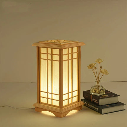 Lampadaire carré en chêne massif style japonais Tatami LED — LZ4P9X2