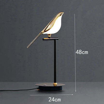 Lampe de table LED design postmoderne oiseau en alliage et acrylique doré — LZ4X9P