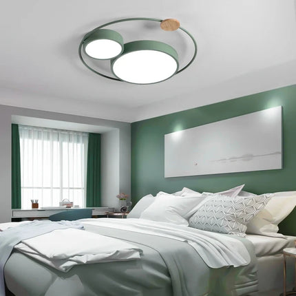 Plafonnier LED rond nordique en bois et acrylique macaron — LZ4X9P