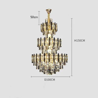 Lustre en cristal de luxe pour escalier et hall d’hôtel — LZ7XQ9