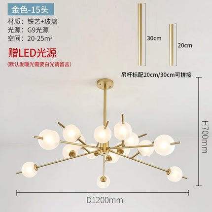 lustre en verre moderne style nordique pour décoration intérieure