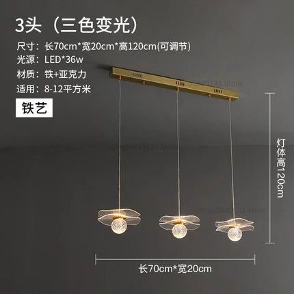 Lustre moderne LED en acrylique et cuivre forme feuille de lotus — LZ7XQ2