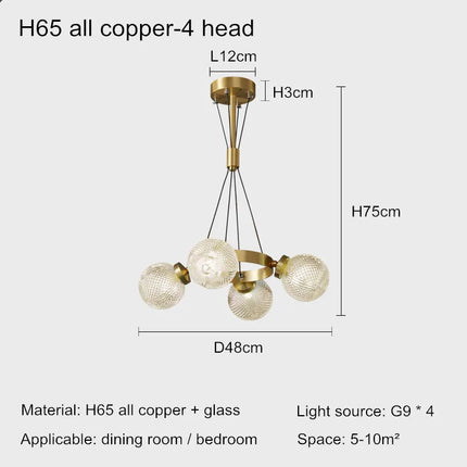 Lustre suspension en cuivre au design postmoderne nordique — LZ4X9P