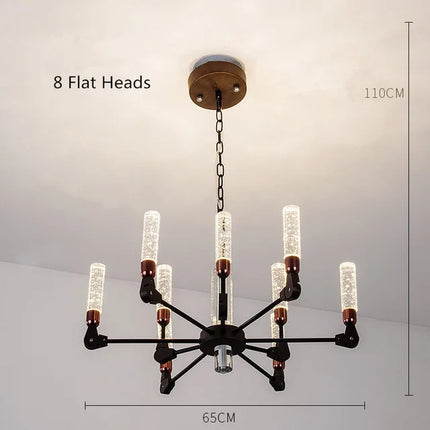 Lustre suspension nordique en fer et cristal moderne — LZ4X9V