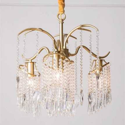 Lustre suspension en cristal et métal doré élégant — LZ4X7B9Q