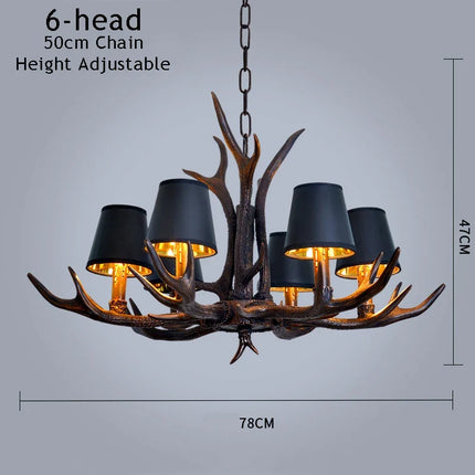 lustre vintage amérique pour café bar hôtel avec suspension deerhorn