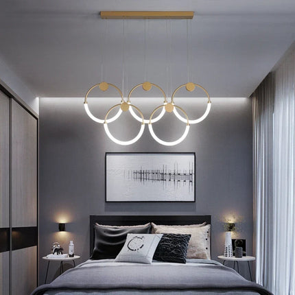 Suspension lustre nordique anneau doré moderne — LZ4P9X