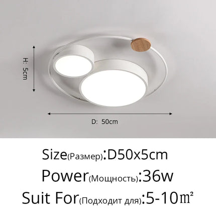Plafonnier LED rond nordique en bois et acrylique macaron — LZ4X9P