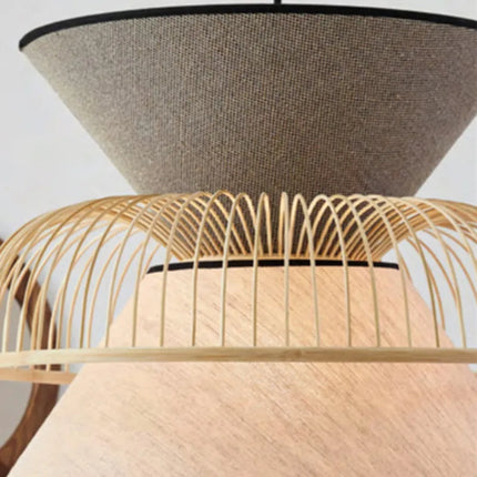 Suspension en tissu japonais et bambou au design moderne minimaliste — LZ4R9T1