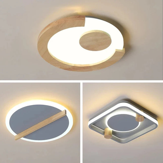 Lustre LED moderne en fer et bois pour intérieur minimaliste — LZ4X9T2