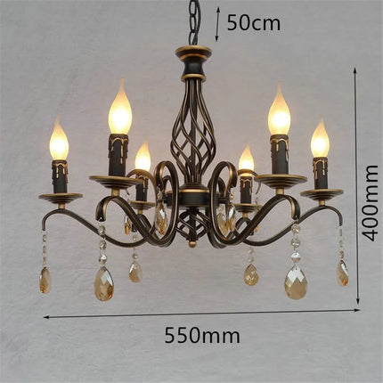 Lustre vintage en cristal avec structure en fer forgé pour éclairage rétro — LZ4F9D2