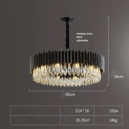 Suspension ronde LED en cristal noir et doré — LZ4X9P2Q