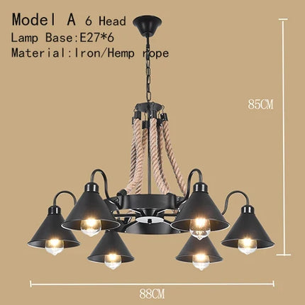 Lustre suspension industriel en fer forgé style rétro pour restaurant et bar — LZ4X9P2
