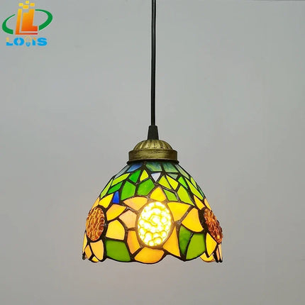 Lustre suspension vintage en verre style tournesol européen pour bar — LZ4X9T2