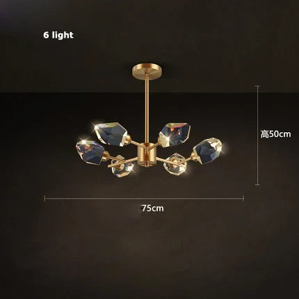 Lustre en cristal et cuivre au style art déco moderne — LZ4X9T2P