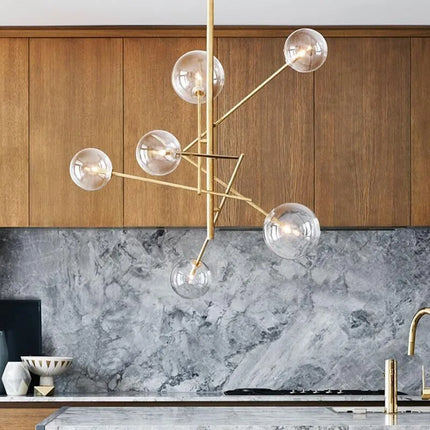 Lustre suspension LED globe avec bulles de verre décoratives — LZ4P9X