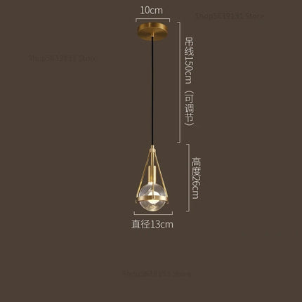 Suspension LED style loft en cuivre avec cristal nordique — LZ4X9P2Q