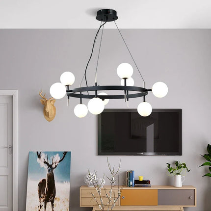 Lustre nordique en fer avec boule de verre LED pour restaurant — LZ4P9XQ