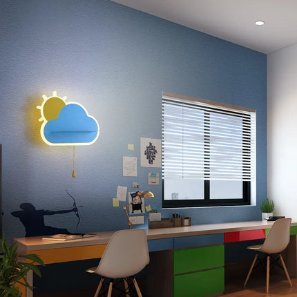 Applique murale LED pour enfants en métal avec tirette rose, bleu et blanc — LZ4X9Q7