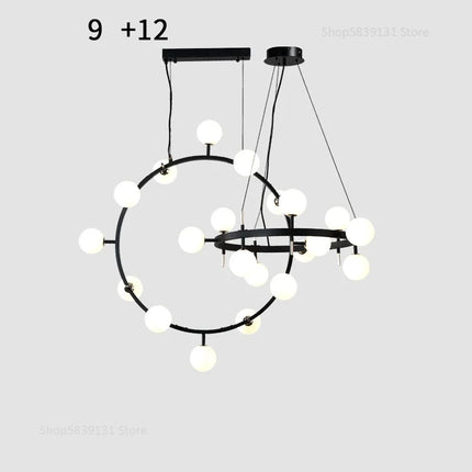 Lustre nordique en fer avec boule de verre LED pour restaurant — LZ4P9XQ