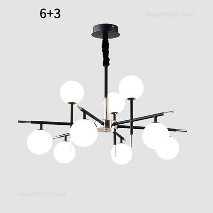Lustre nordique en fer avec boule de verre LED pour restaurant — LZ4P9XQ