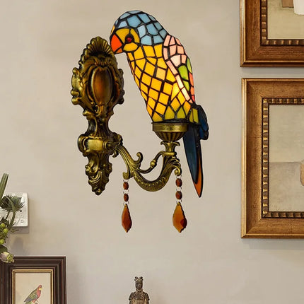 Applique murale en verre coloré motif perroquet design — LZ4X9M