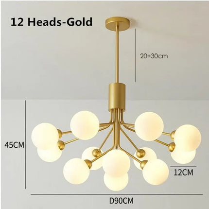 Lustre boule de verre nordique Led or luxe chambre cuisine lampe magique haricot Apiales lustres pour salle à manger café éclairage