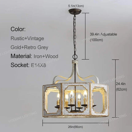 Suspension lustre vintage en bois gris pour salon et cuisine — LZ4X9P