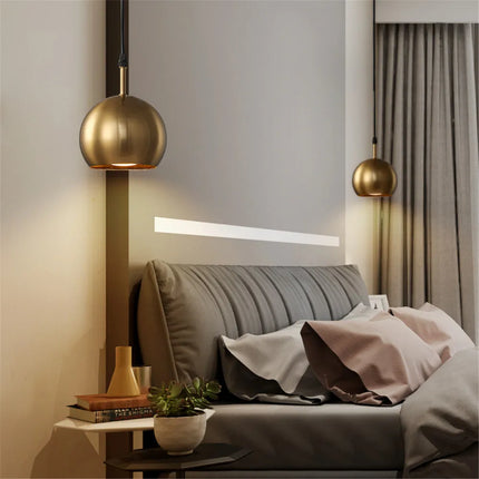 Suspension abat-jour en laiton doré style américain LED pour intérieur loft — LZ4X9T2