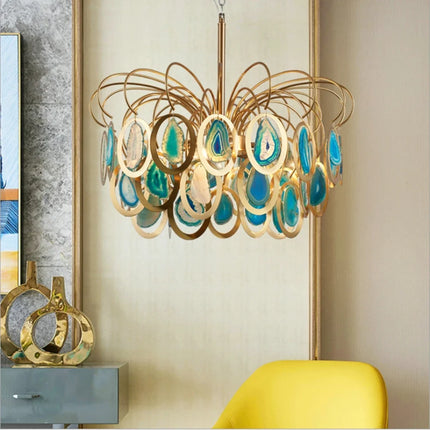Lustre suspension nordique en agate pour décoration intérieure élégante — LZ4X9T