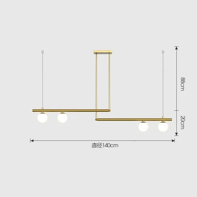 Lustre moderne en métal doré avec suspension en verre blanc — LZ4X9T2