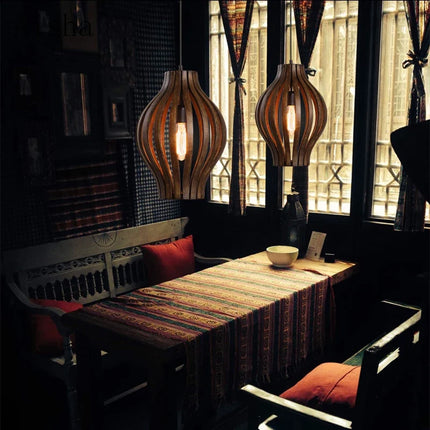 Lustre rétro en bois style sud-est asiatique pour intérieur — LZ4XJ9