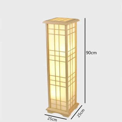Lampadaire LED japonais moderne en bois massif style Tatami — LZ4X9J