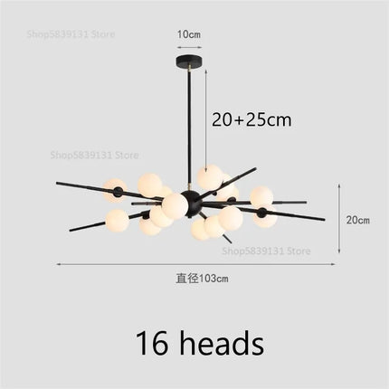 Lustre LED suspension boule en verre style nordique pour bar café — LZ4X9P2