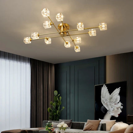 Plafonnier nordique en cuivre avec cristal élégant — LZ4X9T2
