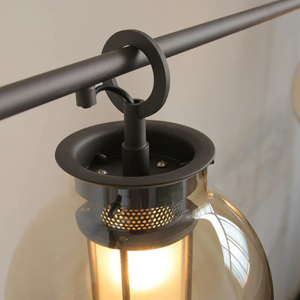 Lustre suspension industriel en métal et verre style art déco pour bar — LZ4X9P2