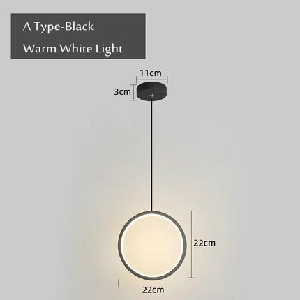 suspension ronde moderne pour éclairage latéral led