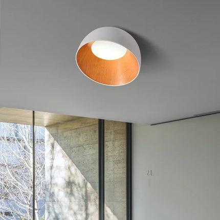 Lustre LED bois moderne grain naturel pour balcon et couloir — LZ4X9P2