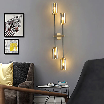 Applique murale vintage en verre et métal doré lumineux design — LZ4X9T2