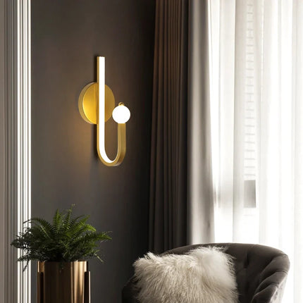 Applique murale nordique en cuivre doré avec éclairage LED tamisé — LZ4XJ9