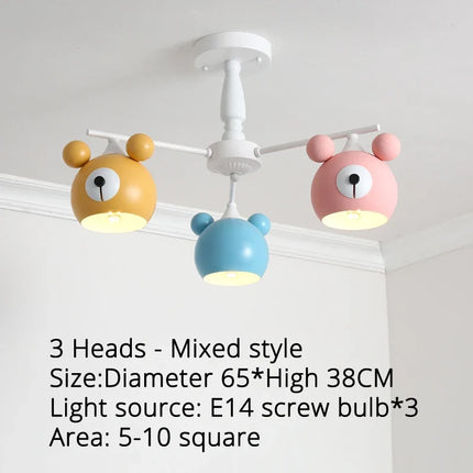 Lustre enfant lumineux avec motif ours en dessin animé — LZQ7M2
