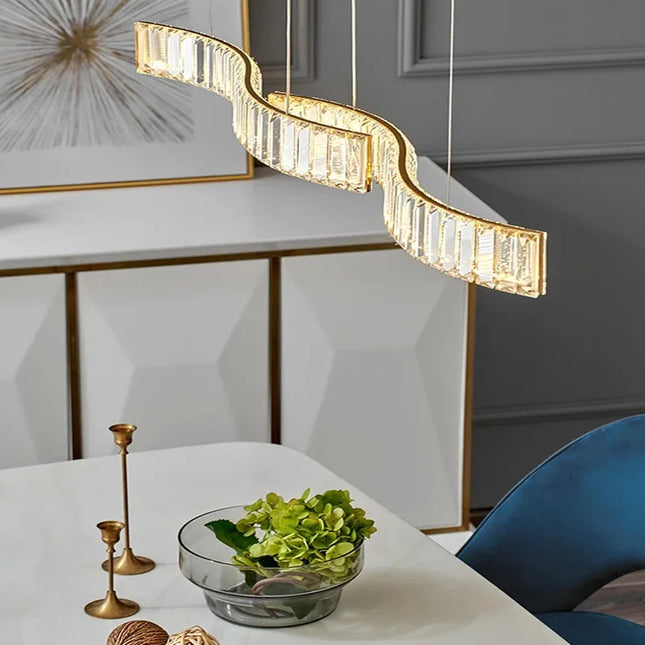 Lustre LED en bandeau cristal au design moderne et créatif — LZ4X9P2